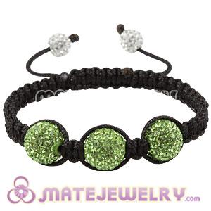 12mm Pave Green Czech Crystal Bead Handmade String Bracelets 