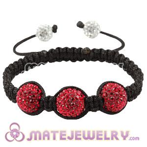 12mm Pave Red Czech Crystal Bead Handmade String Bracelets 