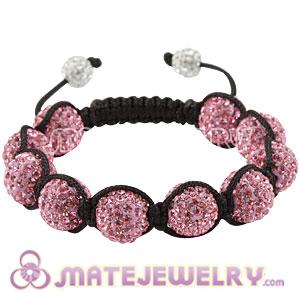 12mm Pave Pink Czech Crystal Bead Handmade String Bracelets 