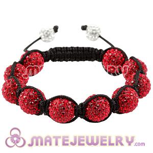 12mm Pave Red Czech Crystal Bead Handmade String Bracelets 