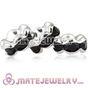 8mm Alloy Basketball Wives Navy Crystal Spacer Beads 