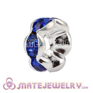 8mm Alloy Basketball Wives Blue Crystal Spacer Beads 