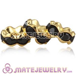 8mm Gold Alloy Basketball Wives Black Crystal Spacer Beads 