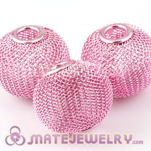 30mm Lagrge Basketball Wives Earrings Pink Mesh Balls Beads 