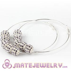 Wholesale 70mm Basketball Wives Purple Crystal Hoop Earrings 