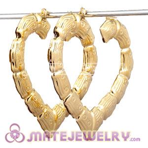 Wholesale 65*70mm Gold Basketball Wives Bamboo Heart Hoop Earrings 