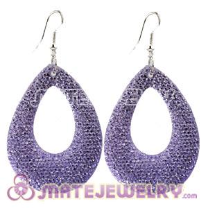 Wholesale Basketball Wives Bamboo Inspired Purple Crystal  Earrings 