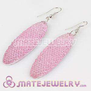 Wholesale Pink Crystal Basketball Wives Bamboo Hoop Earrings 