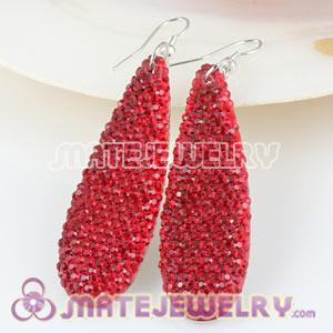 Wholesale Red Crystal Basketball Wives Bamboo Hoop Earrings 
