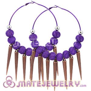 80mm Purple Basketball Wives Inspired Spike Hoop Earrings 
