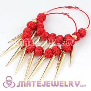 80mm Red Basketball Wives Inspired Spike Hoop Earrings 