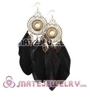 Wholesale Black Basketball Wives Feather Earrings 