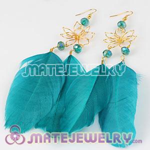 Wholesale Green Basketball Wives Feather Earrings
