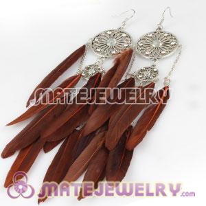 Wholesale Brown Basketball Wives Feather Earrings