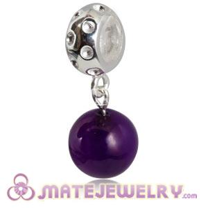 Sterling Silver European Dangle Charms Purple Agaate Beads