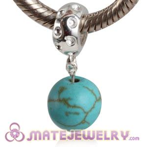 Sterling Silver European Dangle Charms Turquoise Beads