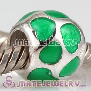 European enamel green heart beads