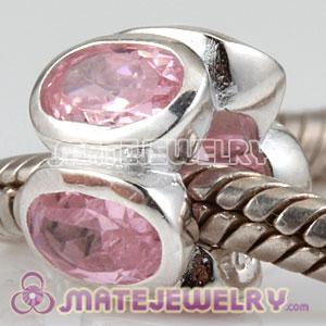 Wholesale charms Largehole Jewelry beads with pink stones