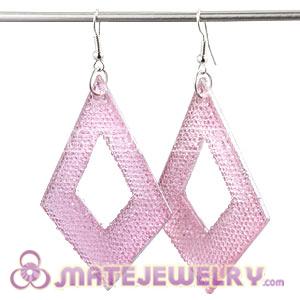 Pink Crystal Basketball Wives Diamond Bamboo Hoop Earrings Cheap