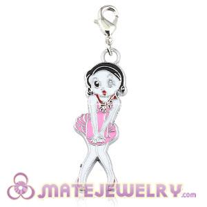 Platinum Plated Alloy European Enamel Jewelry Little Girl Charms Wholesale 