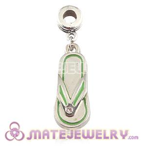 Platinum Plated Alloy Enamel European Flip Flop Charms With Stone  