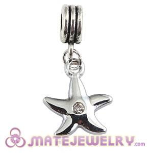 Platinum Plated Alloy European Starfish Charms With Stone 