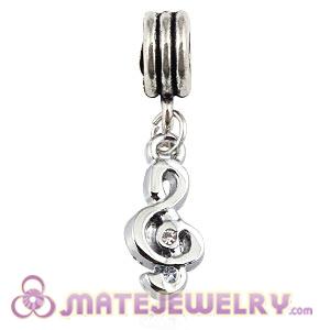 Platinum Plated Alloy European Music Note Charms With Stone 