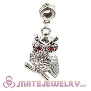 Platinum Plated Alloy European Owl Charms With Stone 
