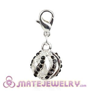 Wholesale Silver Plated Alloy European Charms With Black Stone 