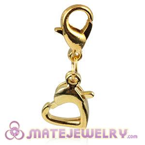 Wholesale Gold Plated Alloy European Heart Charms With Stone 