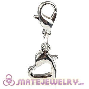 Wholesale Silver Plated Alloy European Heart Charms With Stone 