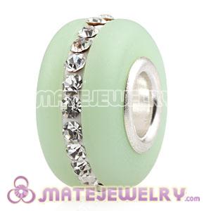 Wholesale Kerastyle Green Frosted Glass Silver Core Bead With Austrian Crystal  
