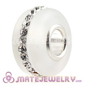 Wholesale Kerastyle Clear Frosted Glass Silver Core Bead With Austrian Crystal  