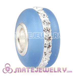 Wholesale Kerastyle Blue Frosted Glass Silver Core Bead With Austrian Crystal  