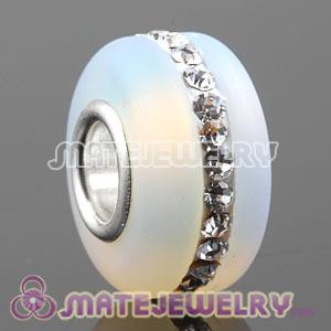 Wholesale Kerastyle Opal Frosted Glass Silver Core Bead With Austrian Crystal  