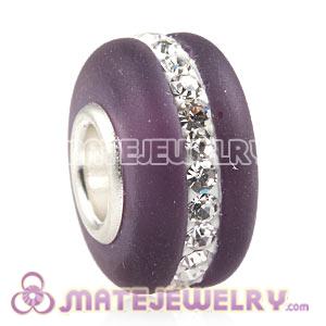 Wholesale Kerastyle Purple Frosted Glass Silver Core Bead With Austrian Crystal  