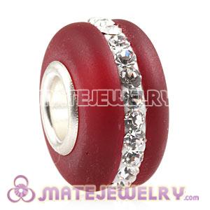 Wholesale Kerastyle Red Frosted Glass Silver Core Bead With Austrian Crystal  