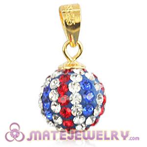 Fashion Gold Plated Silver 10mm Czech Crystal Ball British Flag Pendants