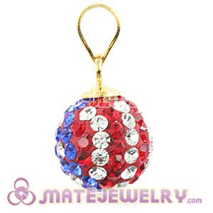 Fashion Gold Plated Silver 10mm Czech Crystal Flag Of USA Pendants