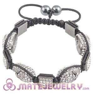 Handmade Pave Crystal Square Alloy Bracelets With Skull Bead