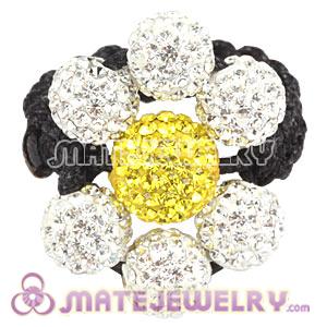 Wholesale Handmade Macrame Czech Crystal Flower Rings 