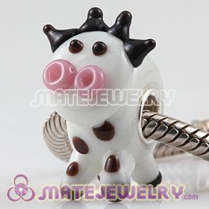 European Handmade Glass CLAUDIA The Cow Beads In 925 Silver Single Core