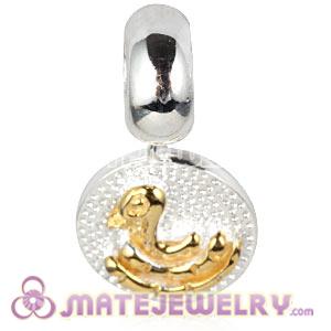 Gold Plated Sterling Silver Chinese Zodiac Snake Dangle Charm Bead Wholesale