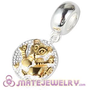 Gold Plated Sterling Silver Chinese Zodiac Tiger Dangle Charm Bead Wholesale