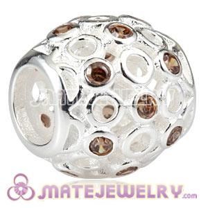 Wholesale Sterling Silver European Celtic Circles Beads With CZ Stone 