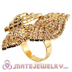 Wholesale Gold Plated Crystal Flower Ring For Women 