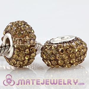 Wholesale European Yellow Pave Crystal Bead With Alloy Core
