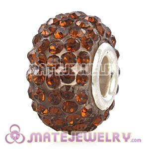 Wholesale European Tawny Pave Crystal Bead With Alloy Core