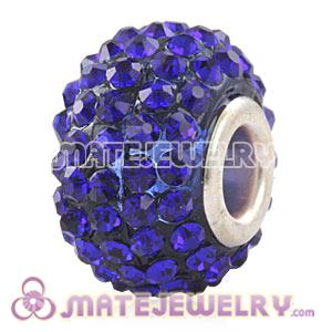 Wholesale European Blue Pave Crystal Bead With Alloy Core
