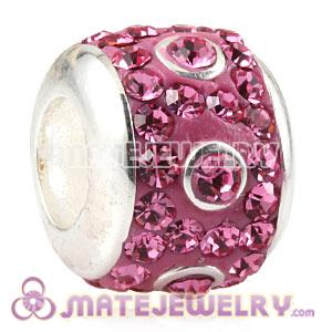 Wholesale 925 Sterling Silver Pink Austrian Crystal Charm Beads 